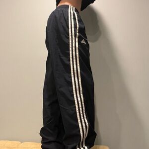 Adidas Navy Track Pants with Cream Stripes